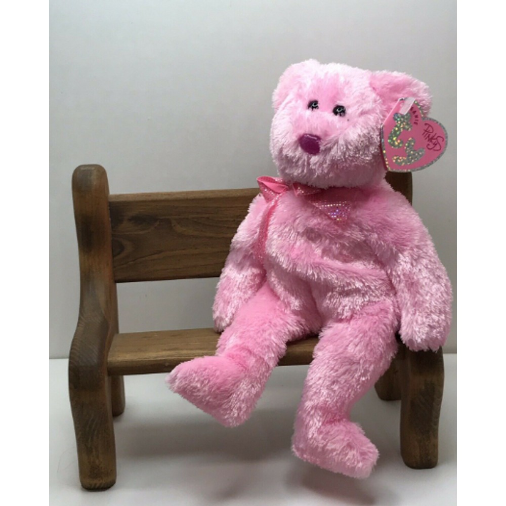 TY Beanie Babies Baby PINKYS DAZZLER Pink Bear
